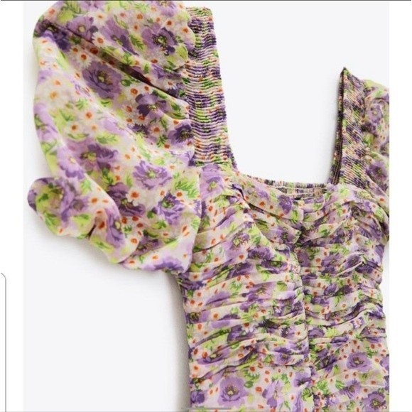 NWT Zara Purple Floral Mini dress - Picture 5 of 16